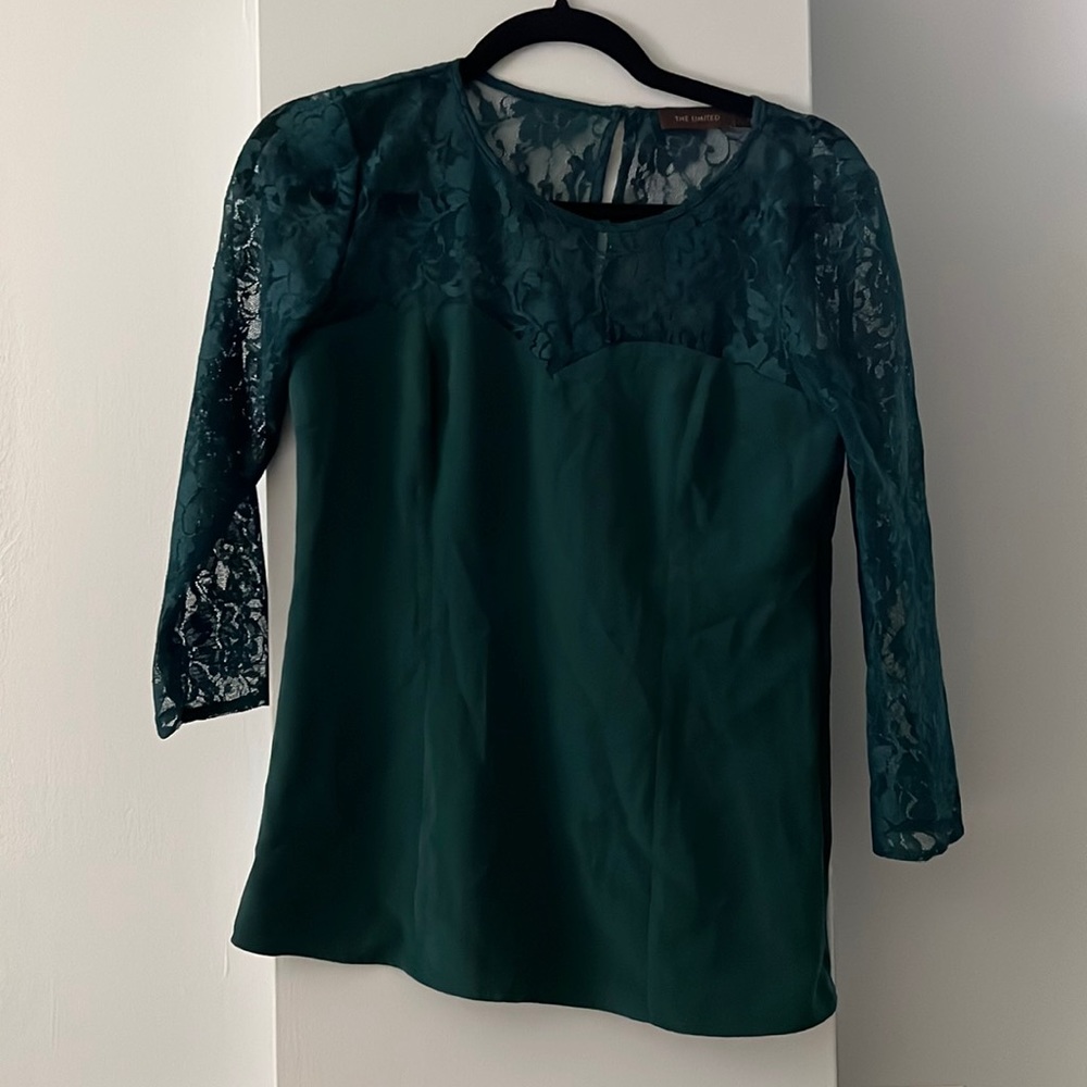 Forest Green Blouse with lace
